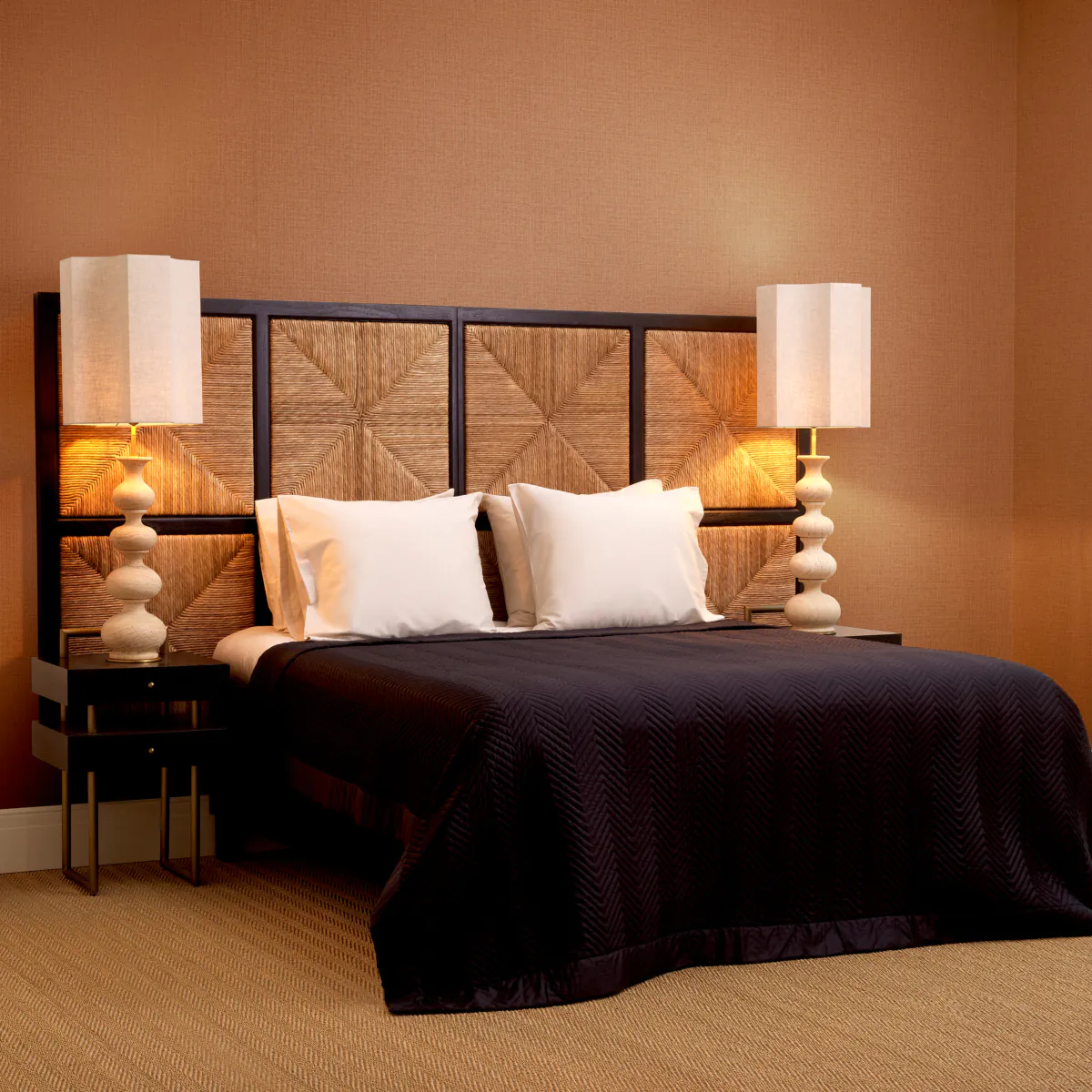 brown wood eichholtz bed