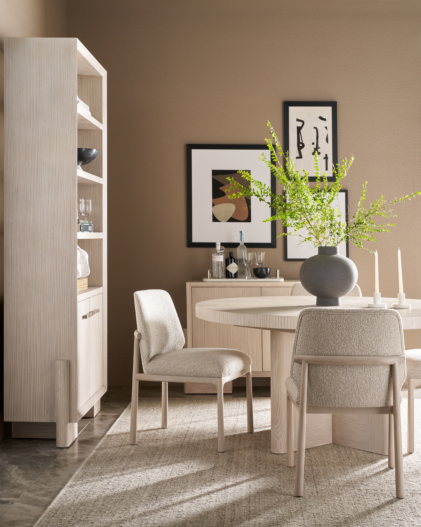 white round table with beige chair