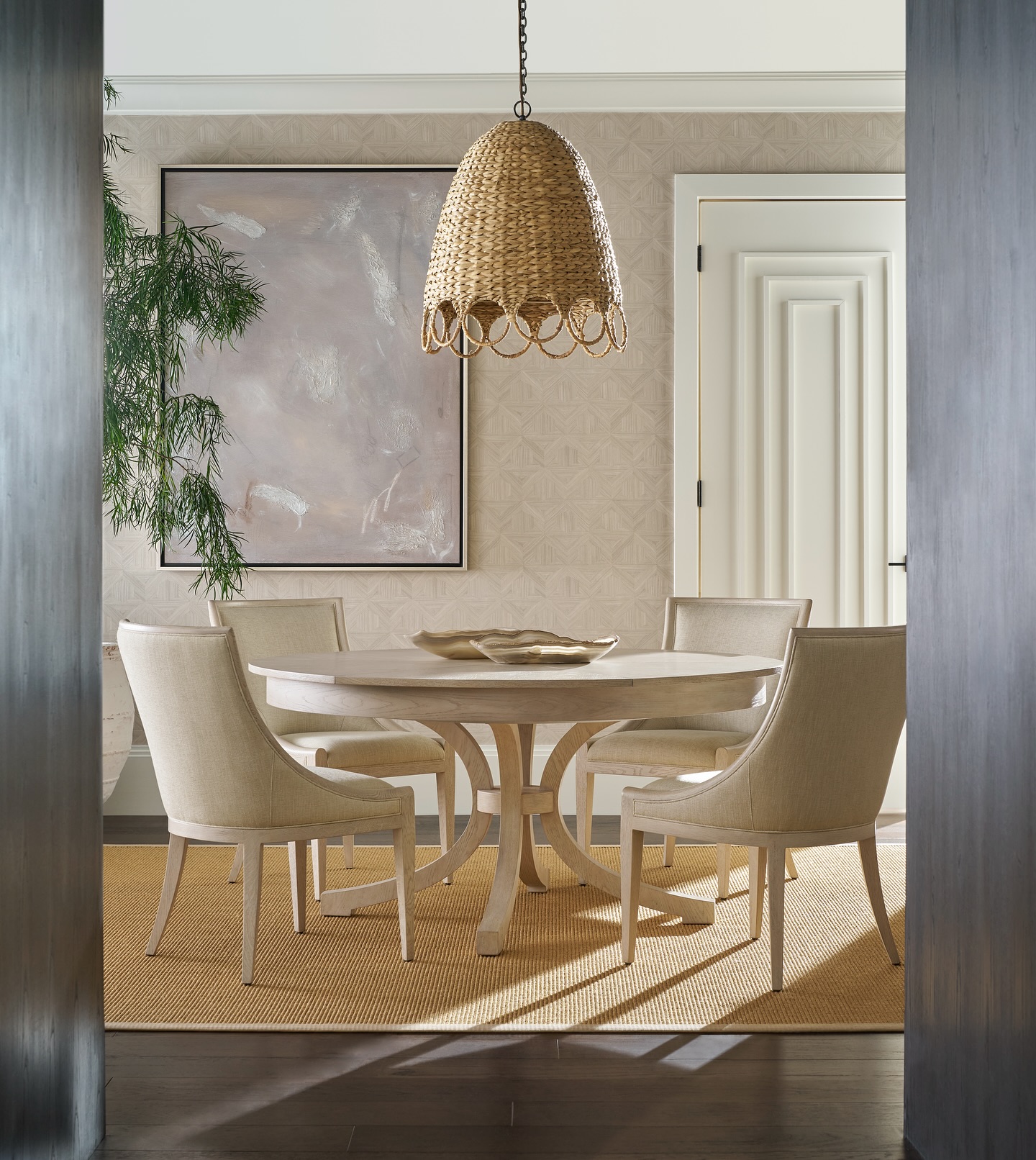 beige round table