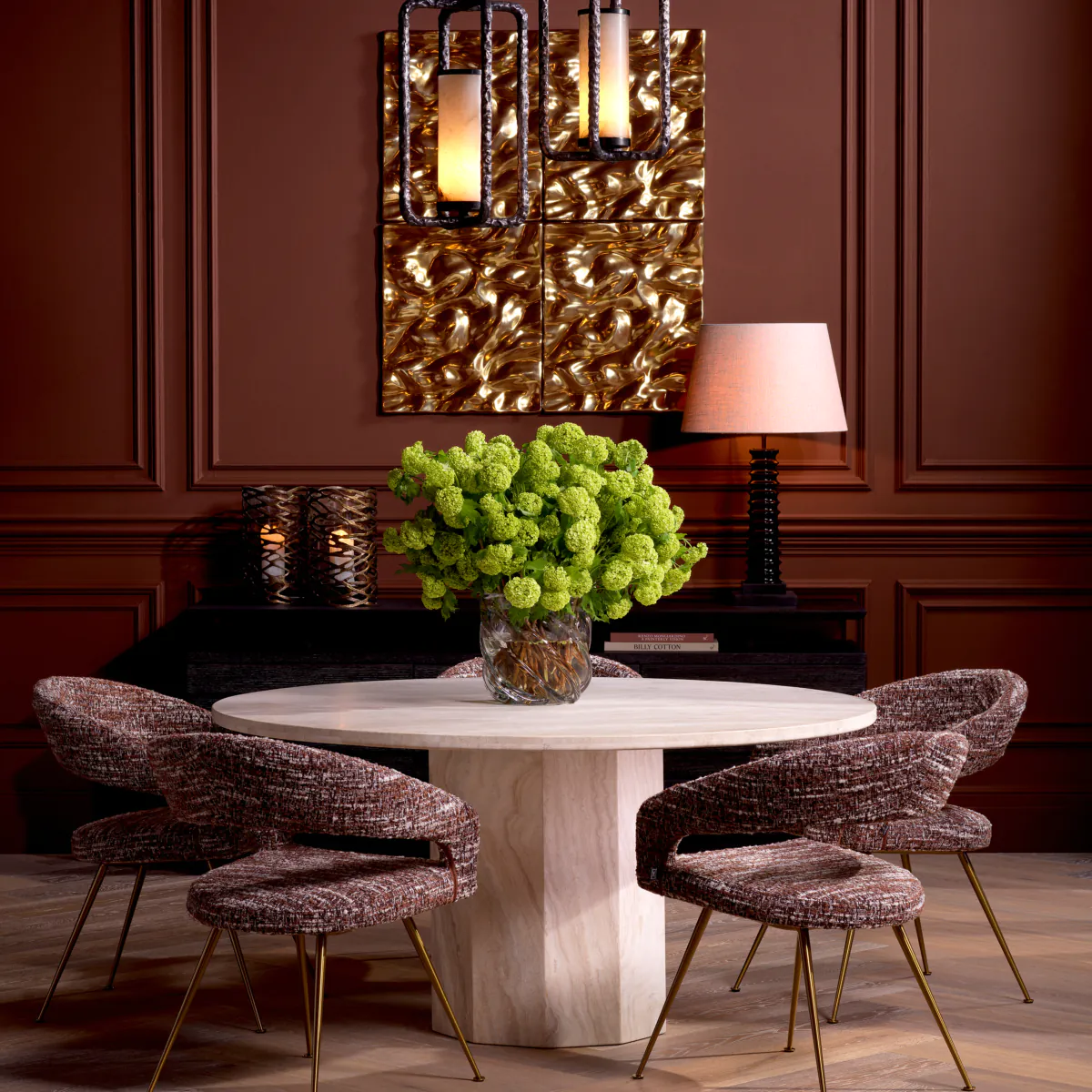 gray eichholtz chairs with round table