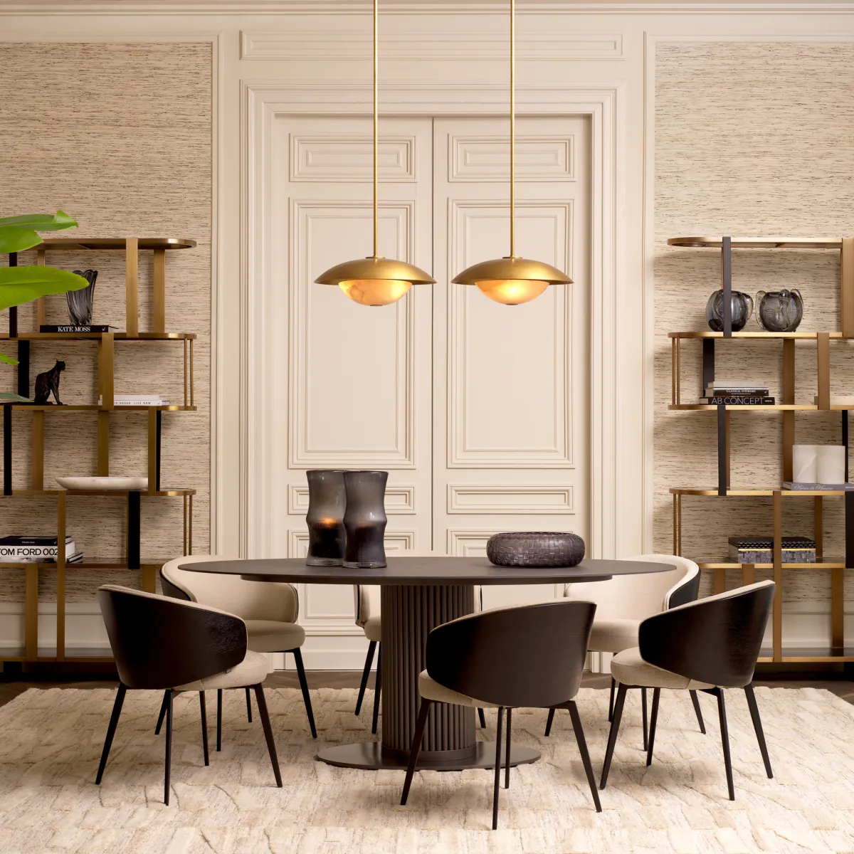 brown wood eichholtz chairs